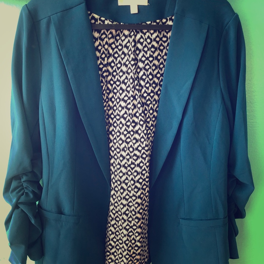 Blue Maternity Blazer 3/4 Sleeves Sz Medium